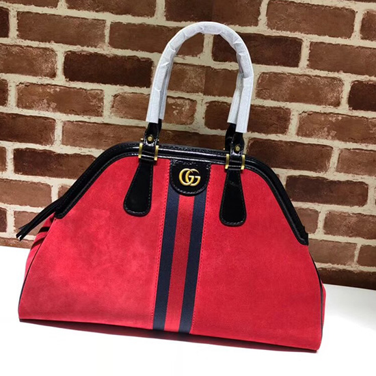 Gucci Re(Belle) Suede Large Top Handle Bag Red 515937