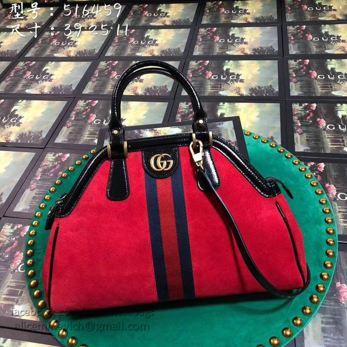 Gucci Re(Belle) Suede Medium Top Handle Bag Red 516459