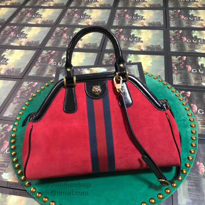 Gucci Re(Belle) Suede Medium Top Handle Bag Red 516459