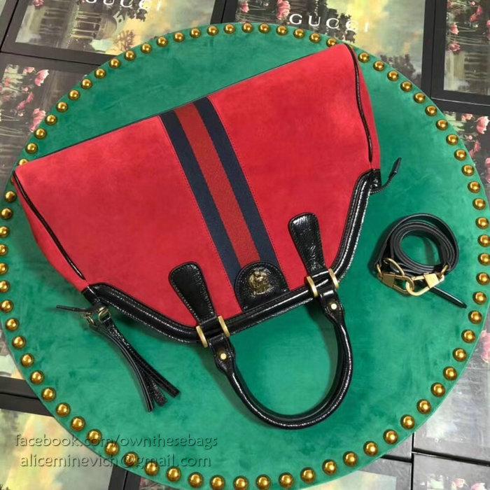 Gucci Re(Belle) Suede Medium Top Handle Bag Red 516459