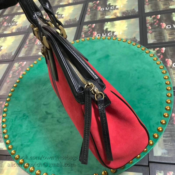 Gucci Re(Belle) Suede Medium Top Handle Bag Red 516459