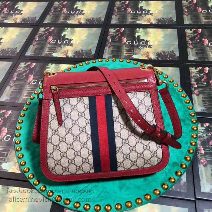 Gucci GG Canvas Shoulder Bag Red 523658