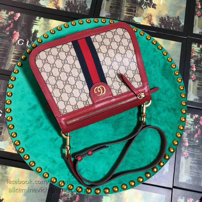 Gucci GG Canvas Shoulder Bag Red 523658