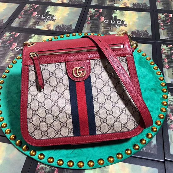 Gucci GG Canvas Shoulder Bag Red 523658