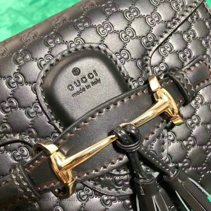 Gucci GG Guccissima Leather Mini Emily Crossbody Bag Black 449636