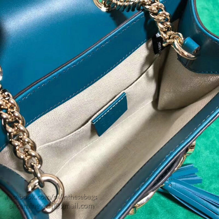 Gucci GG Guccissima Leather Mini Emily Crossbody Bag Blue 449636