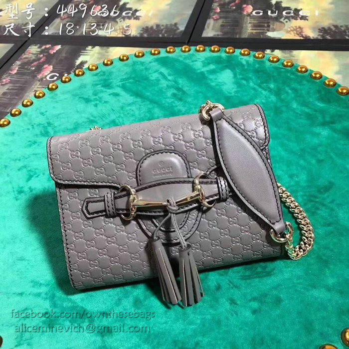 Gucci GG Guccissima Leather Mini Emily Crossbody Bag Grey 449636