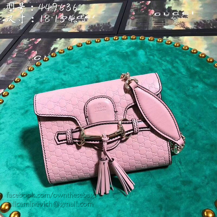 Gucci GG Guccissima Leather Mini Emily Crossbody Bag Pink 449636