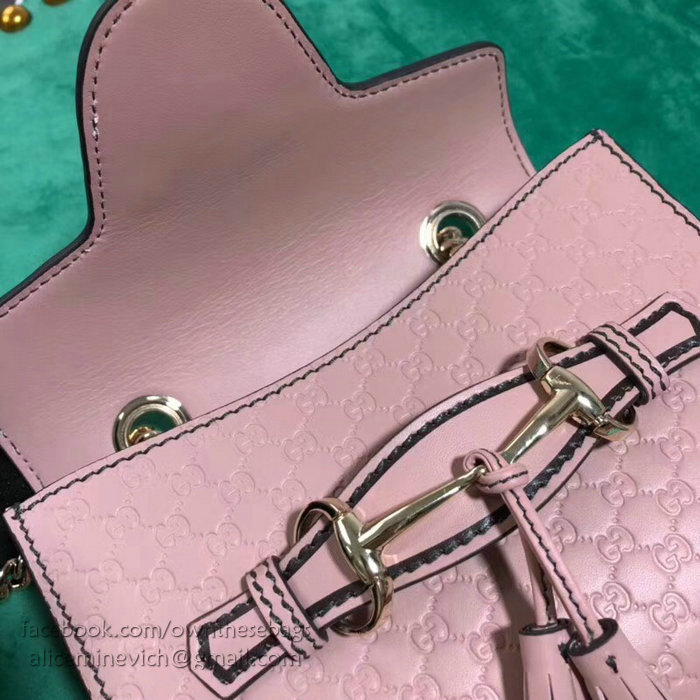 Gucci GG Guccissima Leather Mini Emily Crossbody Bag Pink 449636