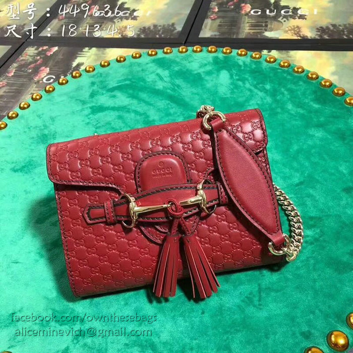 Gucci GG Guccissima Leather Mini Emily Crossbody Bag Red 449636