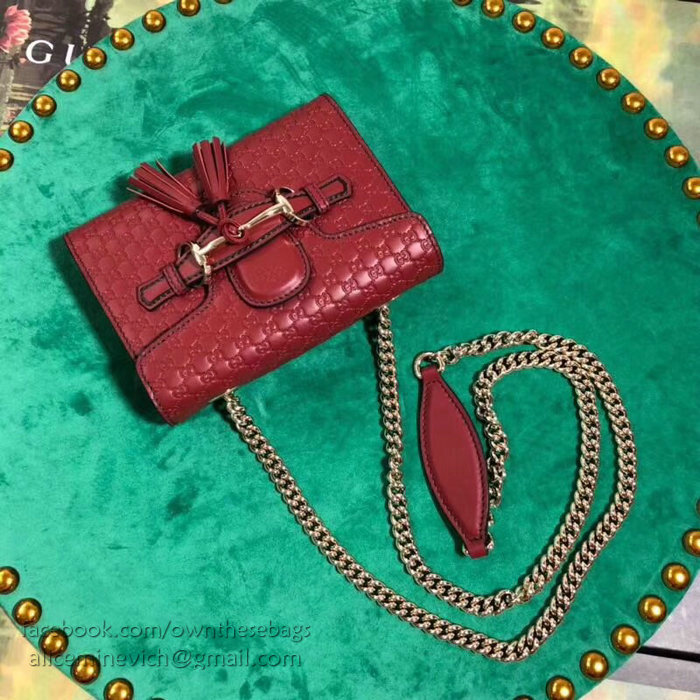 Gucci GG Guccissima Leather Mini Emily Crossbody Bag Red 449636