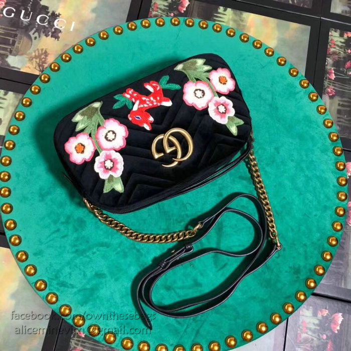 Gucci GG Marmont Flower Small Shoulder Bag Black 447632