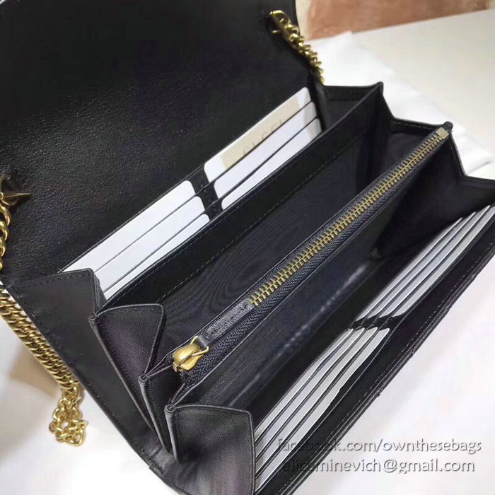 Gucci GG Marmont Leather Chain Wallet Black 474575