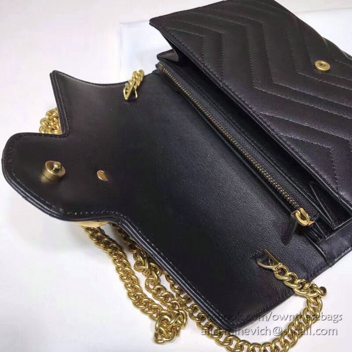 Gucci GG Marmont Leather Chain Wallet Black 474575