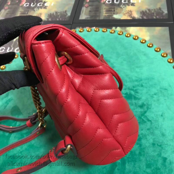 Gucci GG Marmont Matelasse Backpack Red 528129