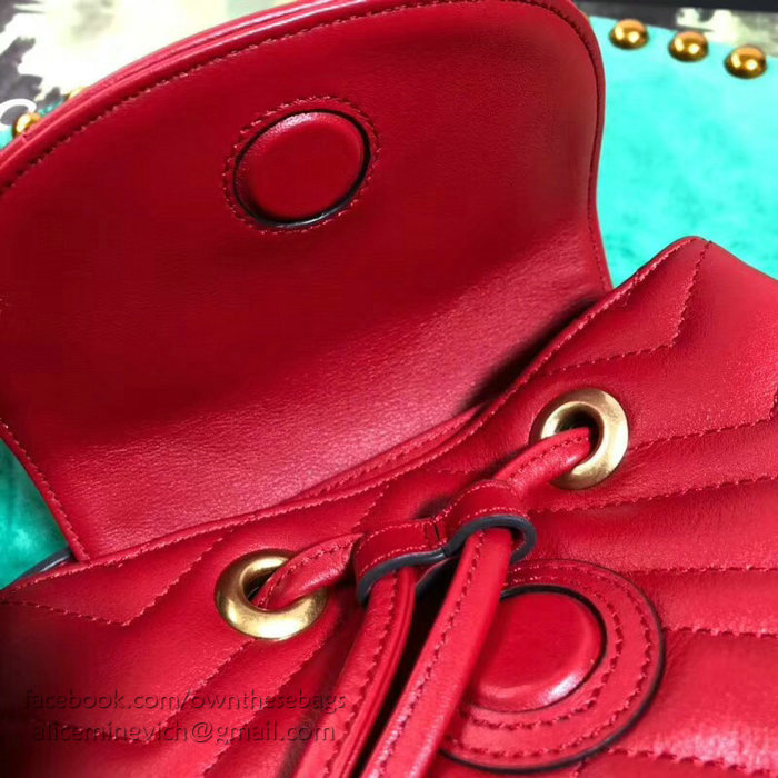 Gucci GG Marmont Matelasse Backpack Red 528129