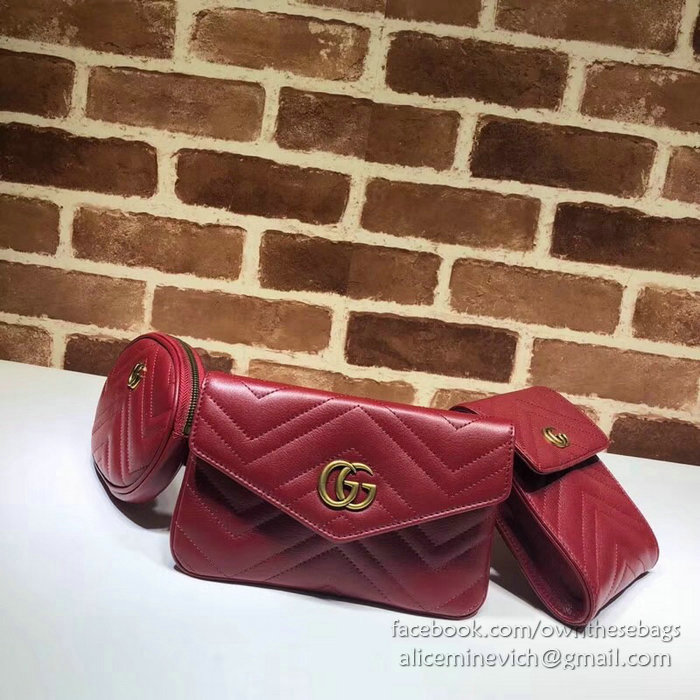 Gucci GG Marmont Matelasse Belt Bag Red 524597