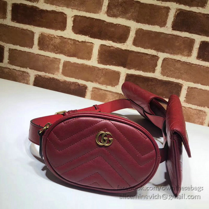 Gucci GG Marmont Matelasse Belt Bag Red 524597