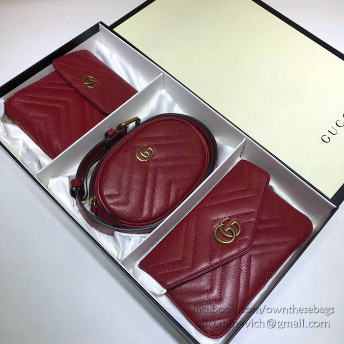 Gucci GG Marmont Matelasse Belt Bag Red 524597