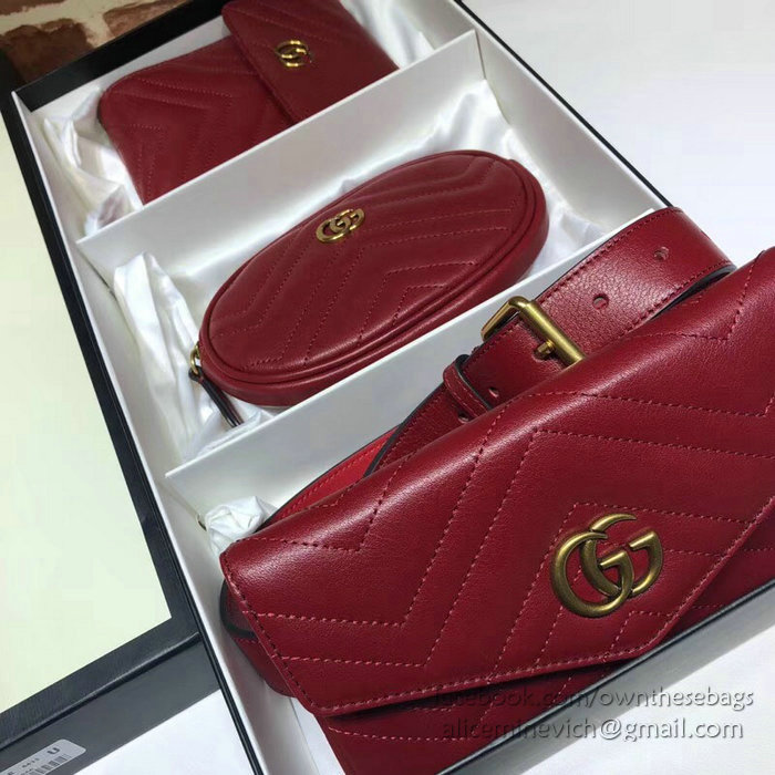 Gucci GG Marmont Matelasse Belt Bag Red 524597