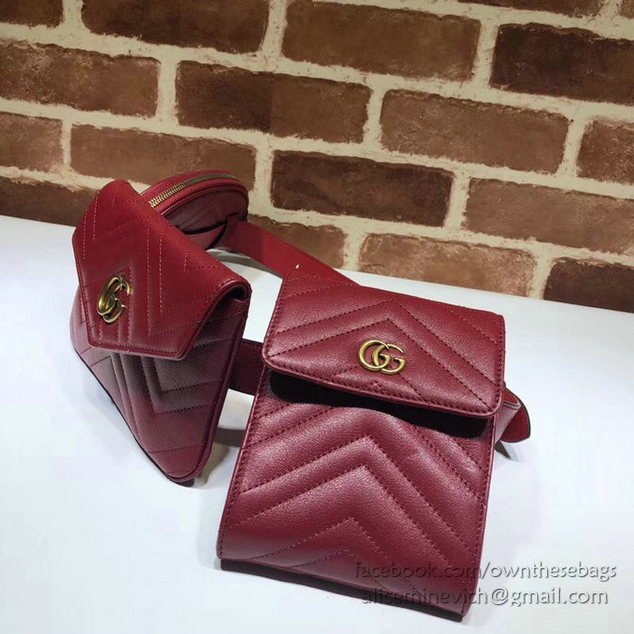 Gucci GG Marmont Matelasse Belt Bag Red 524597