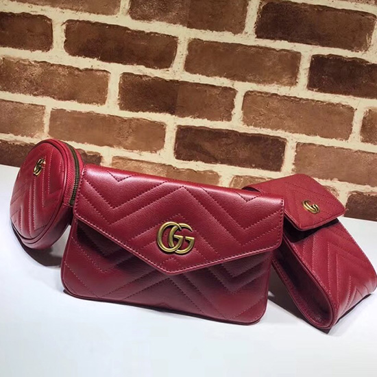 Gucci GG Marmont Matelasse Belt Bag Red 524597