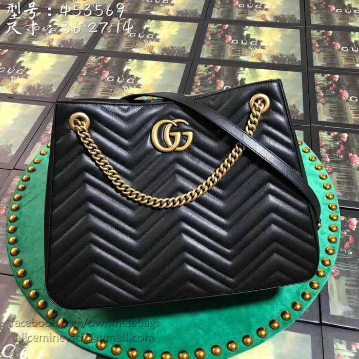 Gucci GG Marmont Matelasse Shoulder Bag Black 453569