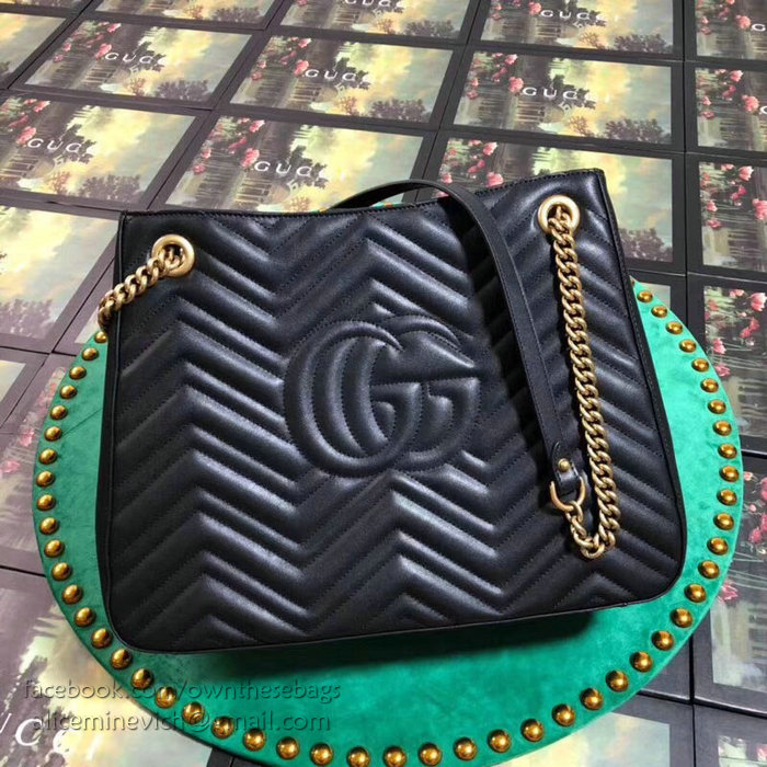 Gucci GG Marmont Matelasse Shoulder Bag Black 453569