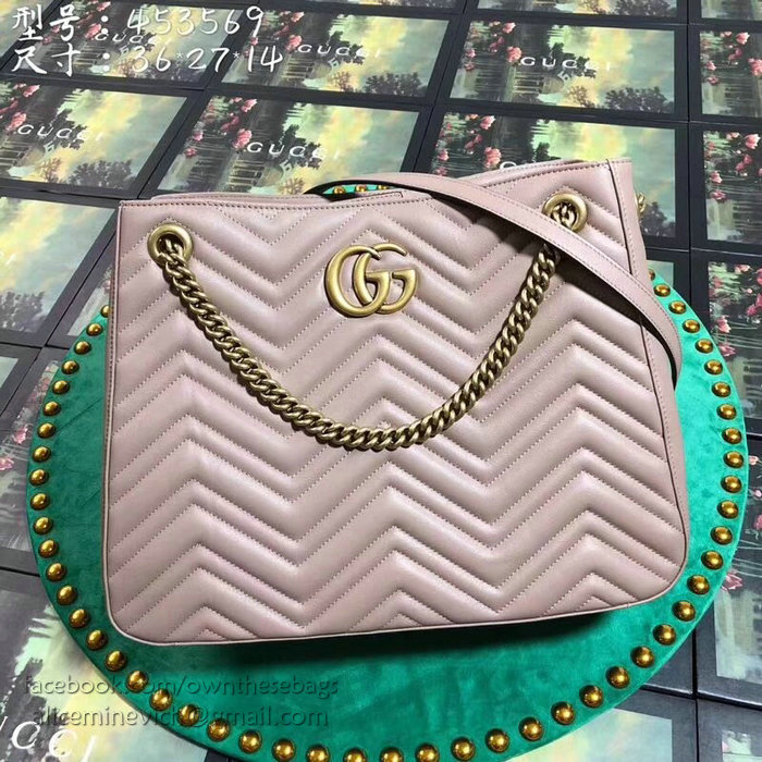 Gucci GG Marmont Matelasse Shoulder Bag Nude 453569