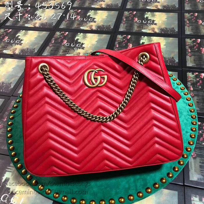 Gucci GG Marmont Matelasse Shoulder Bag Red 453569