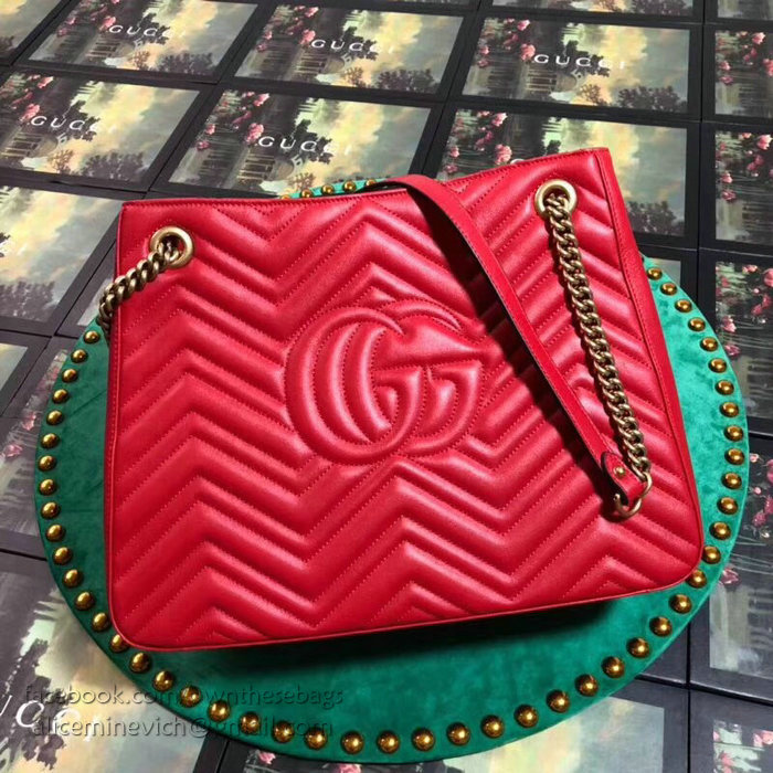 Gucci GG Marmont Matelasse Shoulder Bag Red 453569