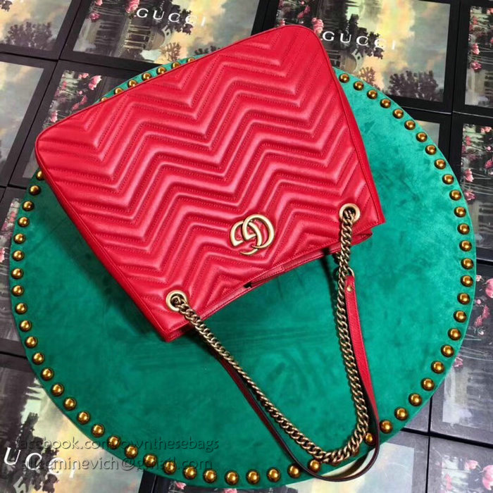 Gucci GG Marmont Matelasse Shoulder Bag Red 453569