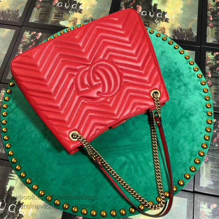 Gucci GG Marmont Matelasse Shoulder Bag Red 453569