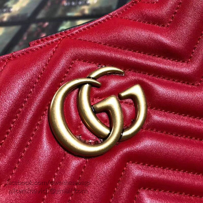 Gucci GG Marmont Matelasse Shoulder Bag Red 453569