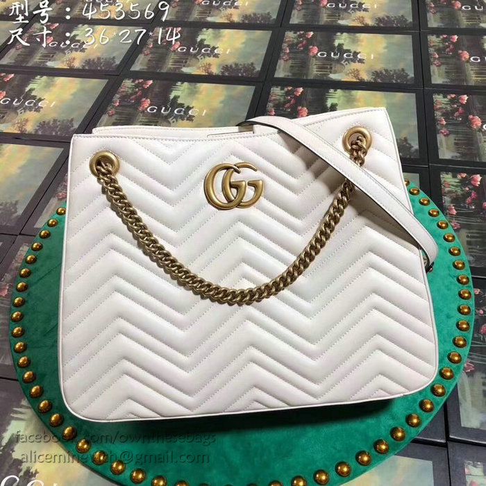 Gucci GG Marmont Matelasse Shoulder Bag White 453569