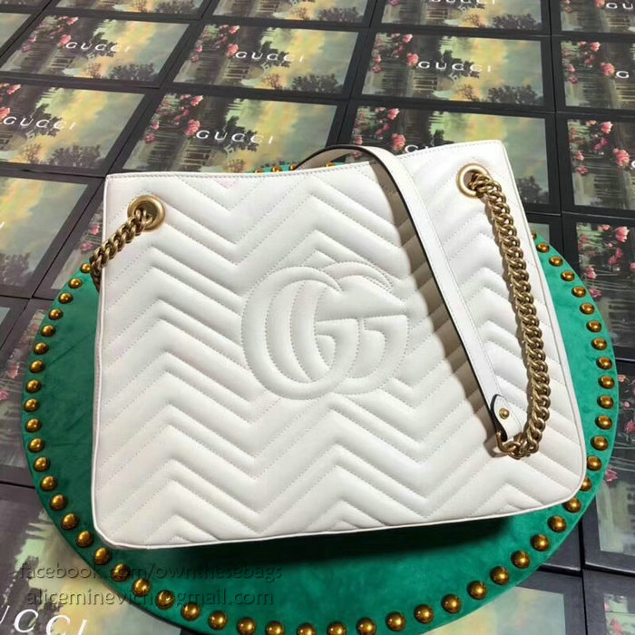 Gucci GG Marmont Matelasse Shoulder Bag White 453569