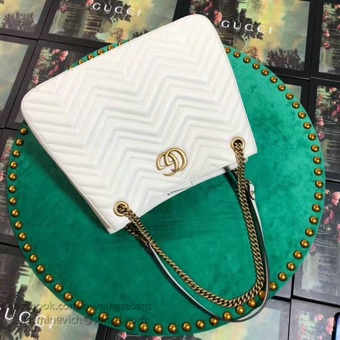 Gucci GG Marmont Matelasse Shoulder Bag White 453569