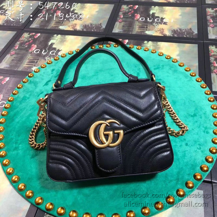 Gucci GG Marmont Mini Top Handle Bag Black 547260