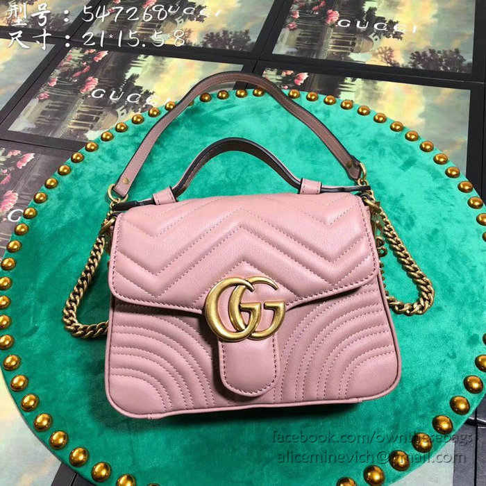 Gucci GG Marmont Mini Top Handle Bag Pink 547260