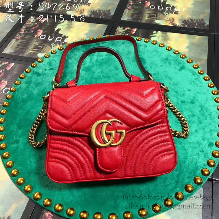 Gucci GG Marmont Mini Top Handle Bag Red 547260