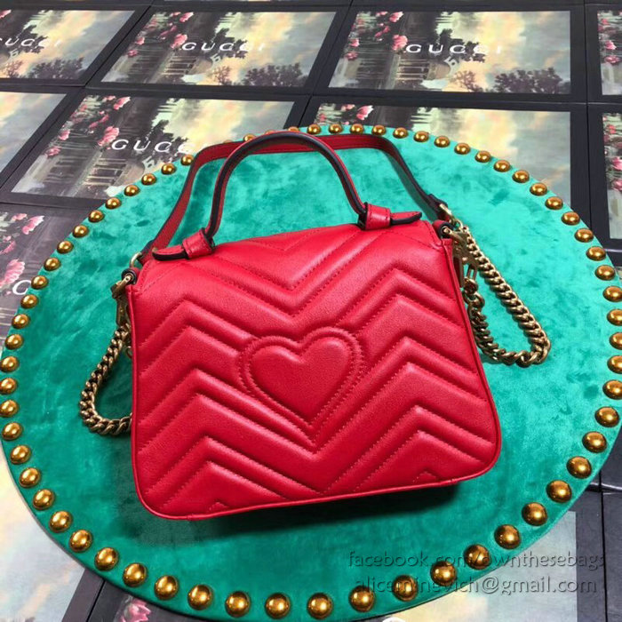 Gucci GG Marmont Mini Top Handle Bag Red 547260