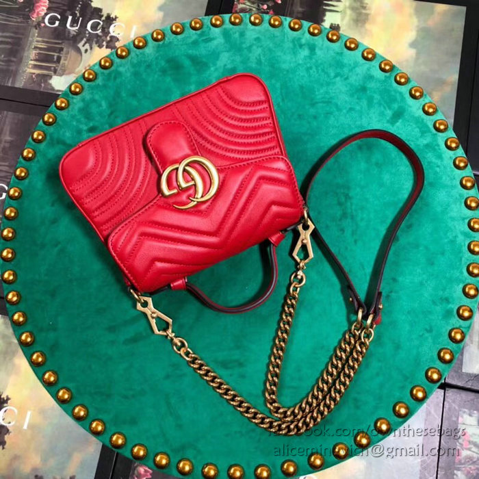 Gucci GG Marmont Mini Top Handle Bag Red 547260