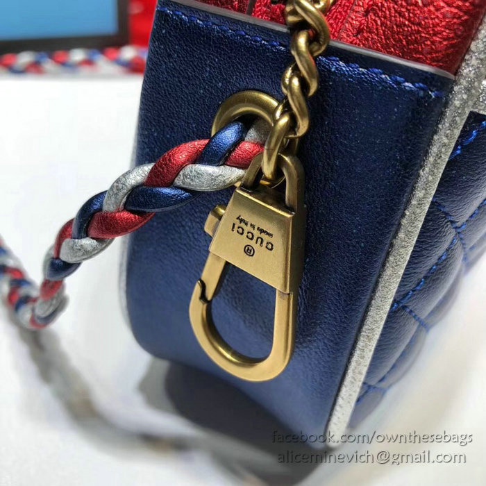 Gucci Laminated Leather Mini Bag Blue and Red 534951