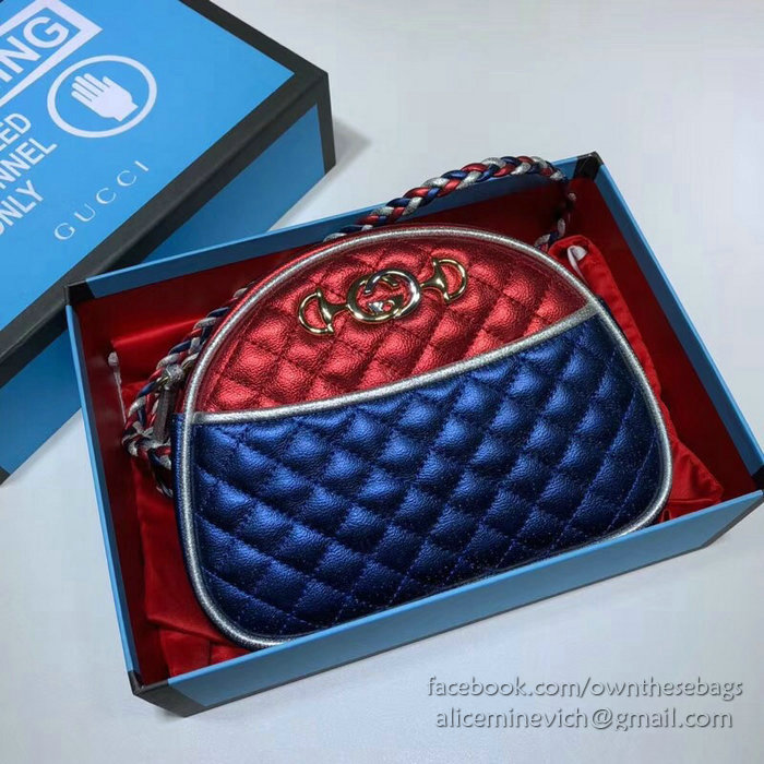 Gucci Laminated Leather Mini Bag Blue and Red 534951