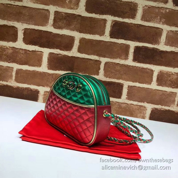 Gucci Laminated Leather Mini Bag Red and Green 534951