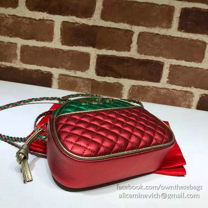 Gucci Laminated Leather Mini Bag Red and Green 534951