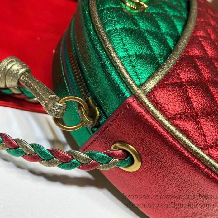 Gucci Laminated Leather Mini Bag Red and Green 534951