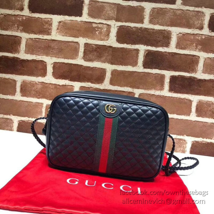 Gucci Laminated Leather Small Shoulder Bag Black 541051