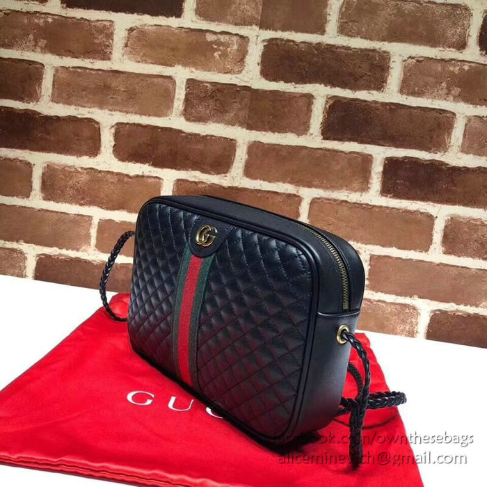 Gucci Laminated Leather Small Shoulder Bag Black 541051