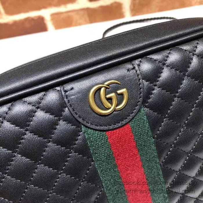 Gucci Laminated Leather Small Shoulder Bag Black 541051